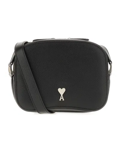Ami Alexandre Mattiussi Ami Paris Ami De Coeur Zip-up Crossbody Bag In Black
