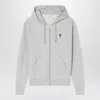 Ami Alexandre Mattiussi Ami Paris Ami De Coeur Zip Up Sweatshirt Light Grey In Heather Ash