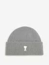 Ami Alexandre Mattiussi Grey Alpaca Striped Ami De Coeur Beanie Grey In Gray