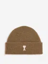 Ami Alexandre Mattiussi Brown Alpaca Striped Ami De Coeur Beanie Brown In Brown
