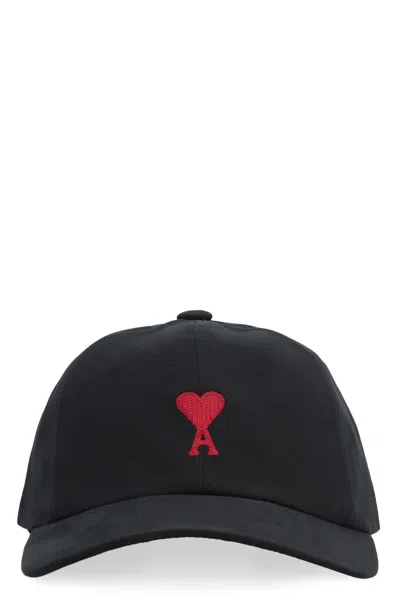 Ami Alexandre Mattiussi Ami De Coeur Embroidery Cap In Black