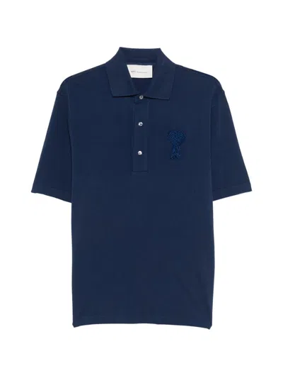 Ami Alexandre Mattiussi Ami Paris Women Ami De Couer Cotton Polo Shirt In Blue