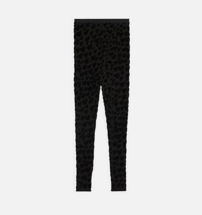 Ami Alexandre Mattiussi Ami Paris Ami De Cœur Devoré-velvet Legging In Black