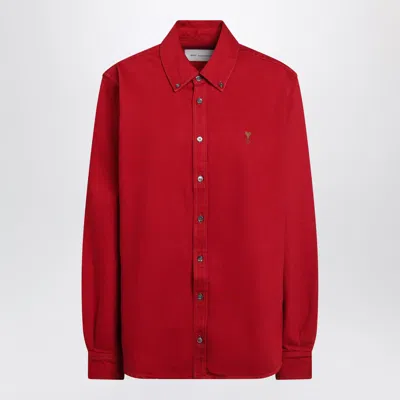 Ami Alexandre Mattiussi Ami Paris Ami De Cœur Ruby Red Cotton Shirt