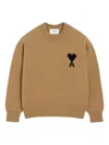 Ami Alexandre Mattiussi Ami Bronze Knit Sweater With Inside-out Seams And Heart Logo In Brown