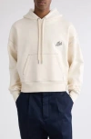 Ami Alexandre Mattiussi Ami Paris Ami Logo Embroidered Loopback Cotton Fleece Hoodie In White Cream