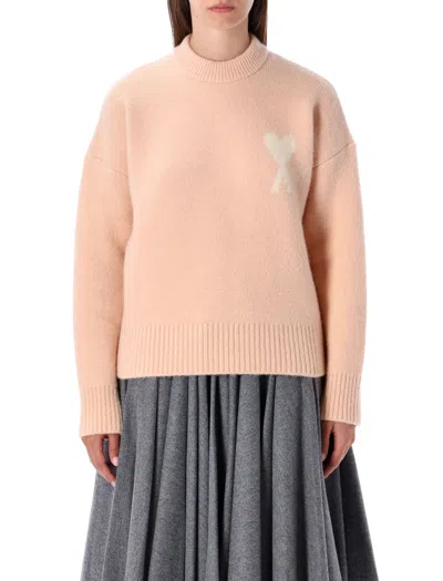 Ami Alexandre Mattiussi Ami Paris Ami Paris Alpaca Ami De Coeur Crewneck Sweater In Pink