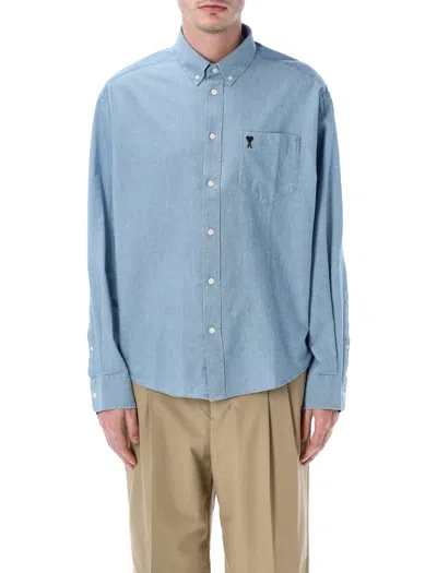 Ami Alexandre Mattiussi Ami Paris Ami Paris Ami De Coeur Boxy Cotton Shirt In Blue