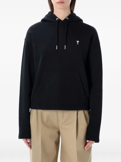 Ami Alexandre Mattiussi Ami Paris Ami Paris Ami De Cœur Cropped Hoodie In Black