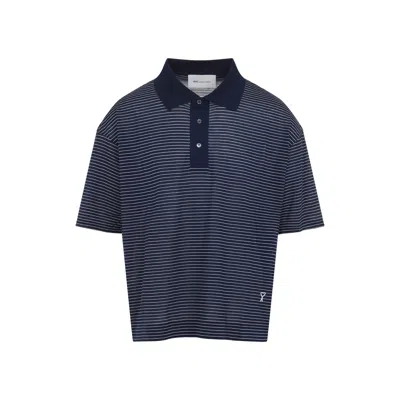 Ami Alexandre Mattiussi Ami Paris Ami Paris Blue Striped Cotton Polo