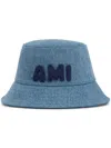 Ami Alexandre Mattiussi Blue Cotton Ami Paris Patch Bucket Hat Blue