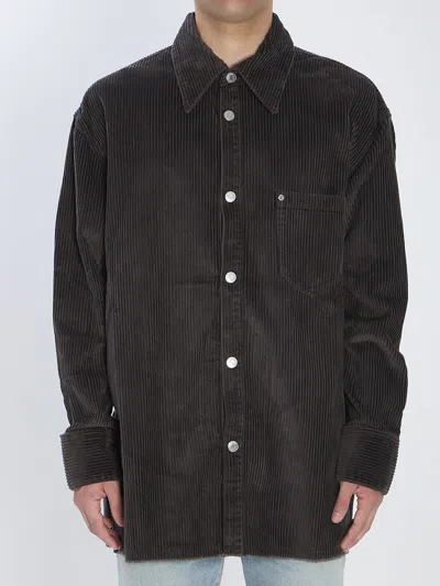 Ami Alexandre Mattiussi Ami Paris Men Corduroy Velvet Overshirt In Gray