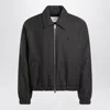 Ami Alexandre Mattiussi Cropped Black Bomber Jacket With Classic Collar And Logo Detail In Black