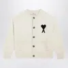 Ami Alexandre Mattiussi Ami Paris White Ami De Coeur Cardigan Men In Neutral