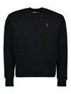 Ami Alexandre Mattiussi Ami Paris Ami De Coeur Wool Crewneck Sweater In Black
