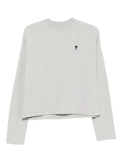 Ami Alexandre Mattiussi Cotton Sweatshirt With Crew Neck And Long Sleeves In Gray