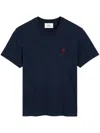 Ami Alexandre Mattiussi Ami Paris Ami De Coeur Logo Embroidered Crewneck T-shirt In Blue