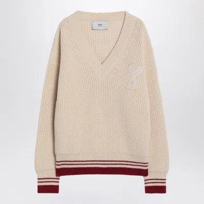 Ami Alexandre Mattiussi Ami Paris Ami Paris De Coeur Cream Colour Sweater