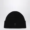 Ami Alexandre Mattiussi Ami Paris Ami De Coeur Black Wool Hat Men In Black