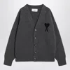 Ami Alexandre Mattiussi Ami Paris Ami De Coeur Heather Grey Wool Cardigan Men In Gray