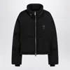 Ami Alexandre Mattiussi Black Down Jacket With Adc Embroidery And Removable Hood In Tech Fabric Woman In Black