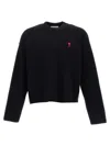 Ami Alexandre Mattiussi Black Crewneck Sweatshirt With Adc Embroidery In Cotton Blend Man In Black