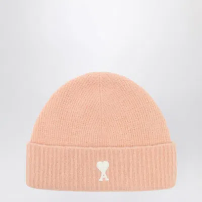 Ami Alexandre Mattiussi Ami Paris Ami Paris De Coeur Powder Wool Beanie In Pink