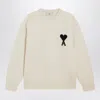 Ami Alexandre Mattiussi Ami Paris White Ami De Coeur Sweater Men In Neutral