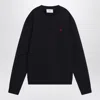 Ami Alexandre Mattiussi Ami Paris Ami De Coeur Logo Embossed Crewneck Sweatshirt In Black