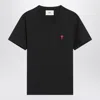 Ami Alexandre Mattiussi Logo-embroidered Organic Cotton-jersey T-shirt In Black