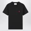 Ami Alexandre Mattiussi Logo-embroidered Organic Cotton-jersey T-shirt In Black