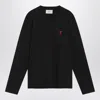 Ami Alexandre Mattiussi Ami Paris Logo-embroidered Stretch-cotton Sweatshirt In Black