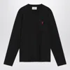 Ami Alexandre Mattiussi Ami Paris Logo-embroidered Stretch-cotton Sweatshirt In Black
