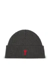 Ami Alexandre Mattiussi Ami Paris Ami Paris De Coeur Wool Beanie In Black