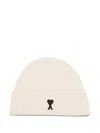 Ami Alexandre Mattiussi Ami Paris Ami Paris De Coeur Wool Beanie In Neutral