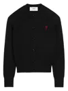 Ami Alexandre Mattiussi Wool Cardigan With Round Neck And Long Sleeves In Black