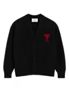 Ami Alexandre Mattiussi Ami Paris Ami Paris De Coeur Wool Cardigan In Black