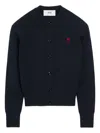 Ami Alexandre Mattiussi Wool Cardigan With Round Neck And Long Sleeves In Blue