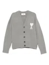 Ami Alexandre Mattiussi Ami Paris Ami Paris De Coeur Wool Cardigan In Gray