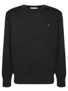 Ami Alexandre Mattiussi Ami Paris Ami De Coeur Wool Crewneck Sweater In Black