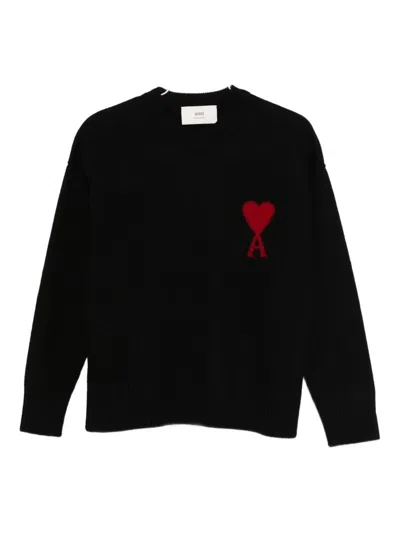 Ami Alexandre Mattiussi Ami Paris Ami Paris De Coeur Wool Sweater In Black
