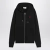 Ami Alexandre Mattiussi Zip-up Hoodie With Kangaroo Pocket And Drawstring Hood In Black