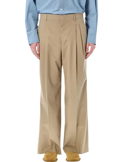 Ami Alexandre Mattiussi Ami Paris Ami Paris Low-rise Wide Cotton Trousers In Brown