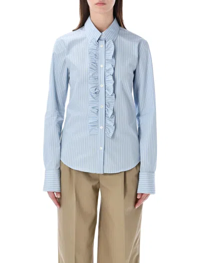 Ami Alexandre Mattiussi Ami Paris Ami Paris Ruffled Cotton Poplin Shirt In Blue
