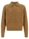 Ami Alexandre Mattiussi Camel Stretch Alpaca Blend Polo Shirt In Brown