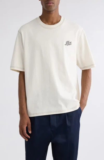 Ami Alexandre Mattiussi Ami Paris Ami Signature Logo Embroidered Cotton T-shirt In 136 White Cream