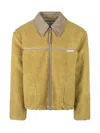 Ami Alexandre Mattiussi Ami Paris Ami Yellow Shearling Jacket With Contrast Collar In Green