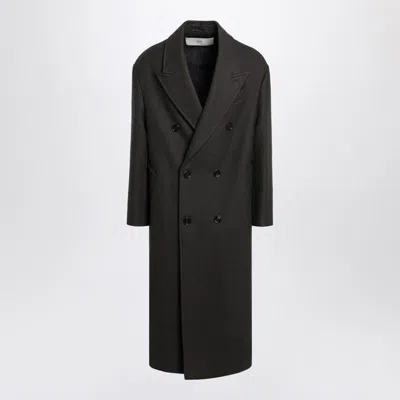 Ami Alexandre Mattiussi Ami Paris Anthracite Grey Double-breasted Wool Coat Men In Black