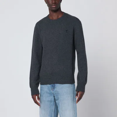 Ami Alexandre Mattiussi Anthracite Grey Ami De Coeur Sweater In Gray