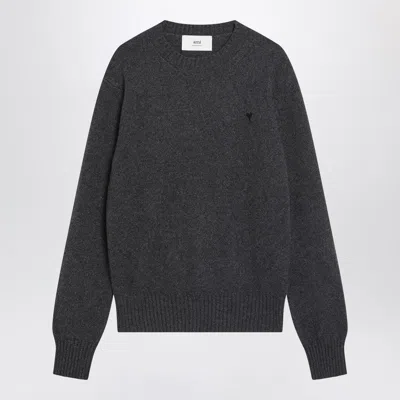 Ami Alexandre Mattiussi Ami Paris Anthracite Grey Ami De Coeur Sweater Men In Gray